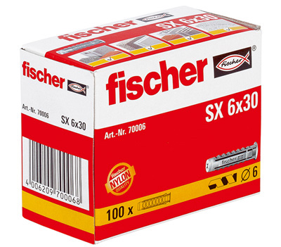 Caja de tacos de expansión Fischer SX. Comprar tacos para tirafondos.