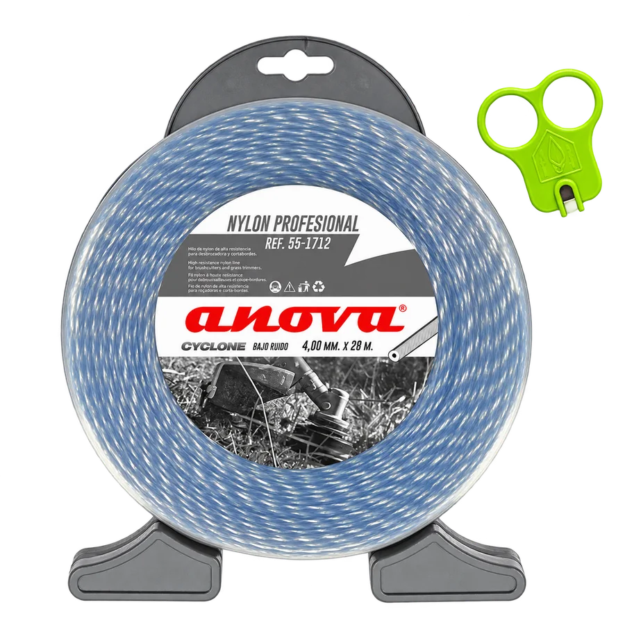 Hilo para desbrozadora ANOVA Cyclone trenzado de 4 mm y 28 metros