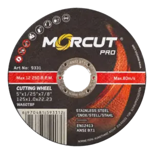 Disco de corte MORCUT PRO 125×1 mm para acero e inox