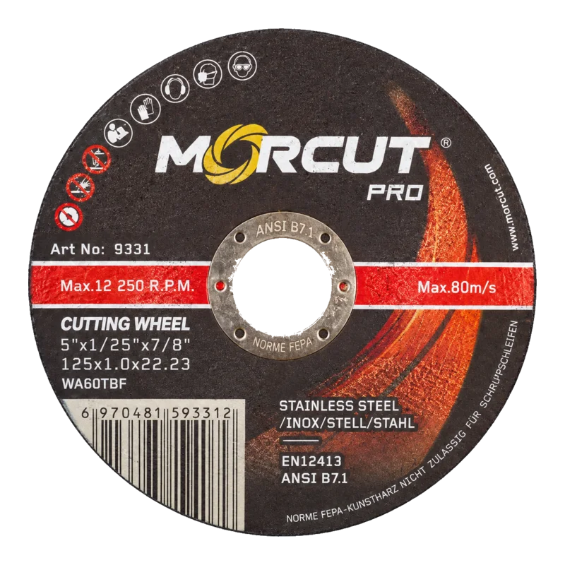 Disco de corte MORCUT PRO 125×1 mm para acero e inox