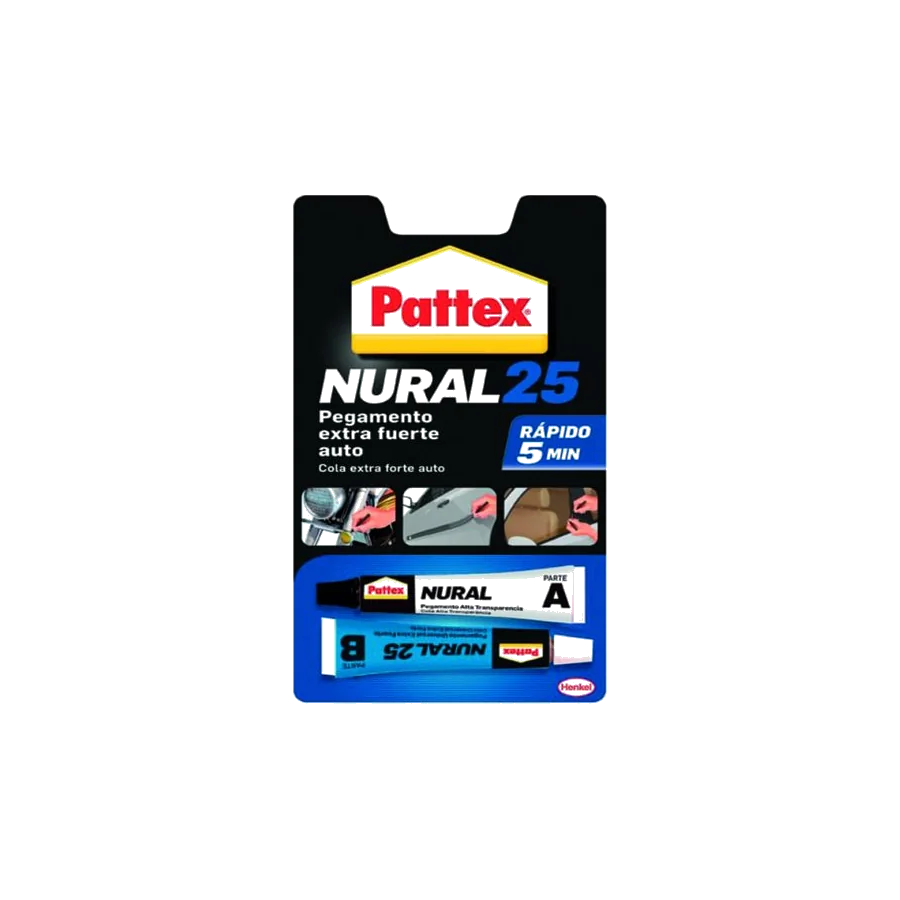 Envase Pattex Nural 25 con adhesivo bicomponente para automóvil