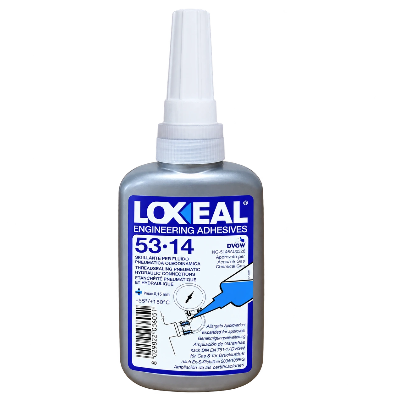 Sellador de roscas hidráulicas y neumáticas Loxeal 53-14 · 50 ml — envase individual