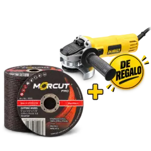 Pack 100 discos de corte MORCUT 125×1 mm + amoladora DeWalt 115 mm de regalo